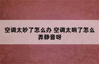 空调太吵了怎么办 空调太响了怎么弄静音呀